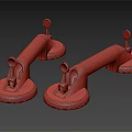 Two Yellow And Gray Industrial Tools With Round Base And Black Handles