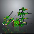 Green Building Block Toy Guns With Multiple Types And Orange Black Parts