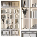 Modern Bookshelf With Glass Doors LED Lighting And Decorative Items For Home