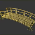 Wooden Arched Bridge With Rustic Railings Natural Wood Texture And Sturdy Base