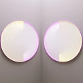 Round Wall Lamp With Pink And Yellow Gradient Concentric Circle Line Design 3d model