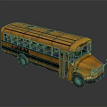 Yellow School Bus With Black Stripes Classic Design Windows And Side Door