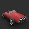 Red Vintage Convertible Car With Open Top Black Wheels And White Interior
