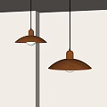Two Brown Pendant Lights with Round Shades Hanging on White Wall in Modern Interior