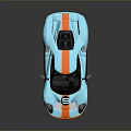 Blue And Orange Striped Ford GT Sports Car With Sleek Design And Shiny Exterior