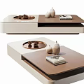 Modern Dual Tone Coffee Table With Tray Decorative Vases And Books On Top
