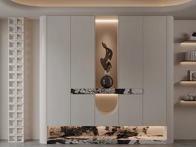 Elegant Modern Shoe Cabinet With Built in LED Lighting And Marble Decorative Accents 3d model