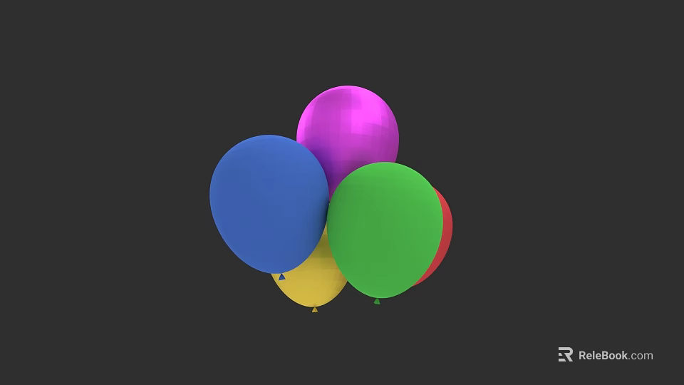 Sculpted Colorful Balloon Artwork With Blue Purple Green Yellow Red Design 3d model 