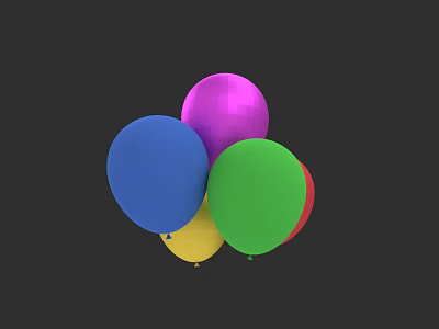Sculpted Colorful Balloon Artwork With Blue Purple Green Yellow Red Design 3d model