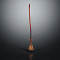 Essential Home Cleaning Broom With Long Wooden Handle And Straw Bristles Design