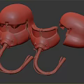 Tan Colored Helmets with Orange Lightning Patterns Special Forces Text and Breathing Tubes Displayed 3d model