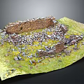Ancient Ruins Scene Featuring Stone Wall Debris And Green Grassland 3d model