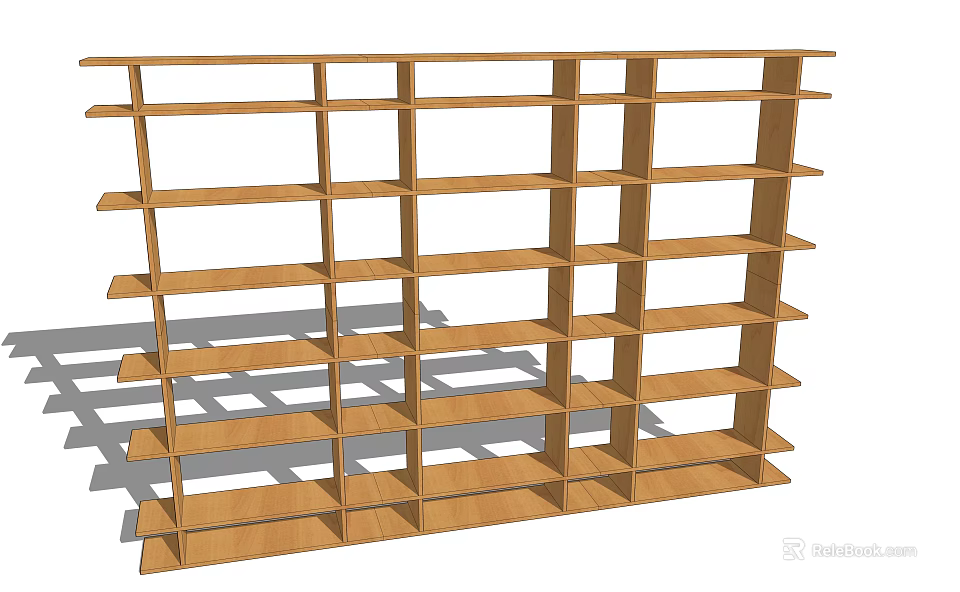 Modern Wooden Open Bookshelf With Multi Tiered Design And Multiple Compartments 3d model 