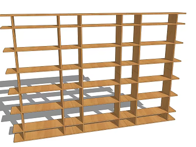 Modern Wooden Open Bookshelf With Multi Tiered Design And Multiple Compartments 3d model