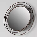 Two Oval Mirrors With Brown Circular Decorative Frames For Home Interior 3d model