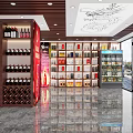 Modern Tobacco and Alcohol Store Interior With Shelves Display Cabinets and Product Arrangement
