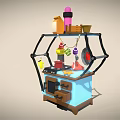 Commercial Kitchen Equipment Workstation Featuring Stove Oven Shelf And Cooking Utensils