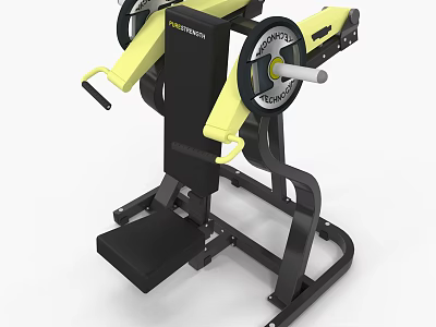Yellow and Black Sports Equipment Fitness Machine with Weight Plates and Adjustable Handles 3d model
