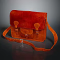 Red Leather Crossbody Bag With Flap Closure And Adjustable Strap For Daily Use