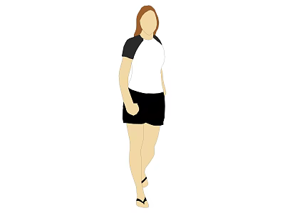 Animated Game Movie Character with Brown Hair White Shirt Black Shorts and Sandals Walking Pose 3d model