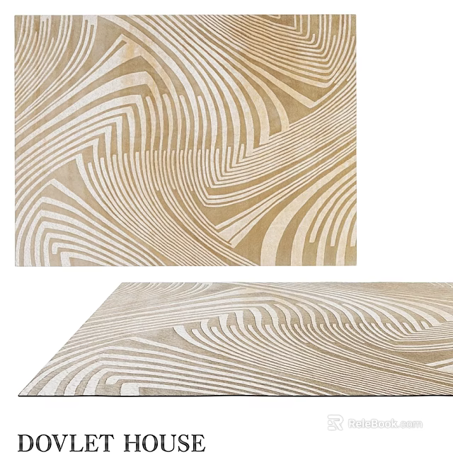 Square Area Rug With Wavy White And Beige Patterns Soft Texture Design 3d model 