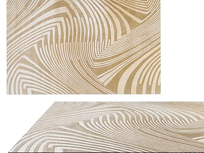 Square Area Rug With Wavy White And Beige Patterns Soft Texture Design 3d model