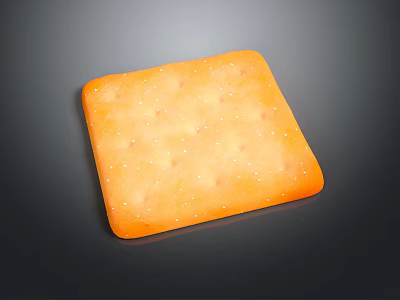 Golden Orange Square Biscuit With Small Holes And Crunchy Salt Particles 3d model