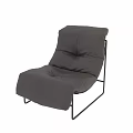 Dark Brown Leather Single Sofa With Tufted Design Black Metal Frame Modern