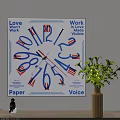Artistic Wall Clock With Love Work Themed Text Paper Voice Elements Decorative Design 3d model
