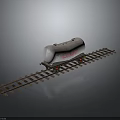 Detailed Model Tank Car Positioned On Railway Track With Metal Structure