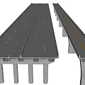 Modern Concrete Highway Bridge Structure With Multiple Piers And Lane Markings 3d model