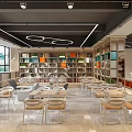 Book Art Showcase In Modern Café Interior Design