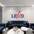 LEAD Brand Modern Exhibition Booth With White Blue Design And Display Screen