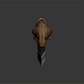 Rustic Weapon Design With Serrated Blue Blade And Brown Rope Wrapped Handle 3d model