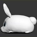 Adorable White Rabbit Plush Toy With Pink Ears And Blue Eyes