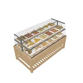 Double Layer Glass Cover Display Shelf For Bread Pastries With Storage Drawers 3d model