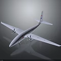 White Aircraft Design Model With Long Wings Two Propellers And Body Markings On Dark Background