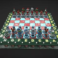 Colorful Christmas Themed Chess Set With Decorative Pieces And Holiday Design