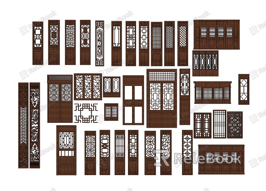 Chinese-style flower-cut window model