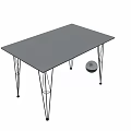 Modern Rectangular Dining Table With Black Surface And Geometric Metal Legs Design