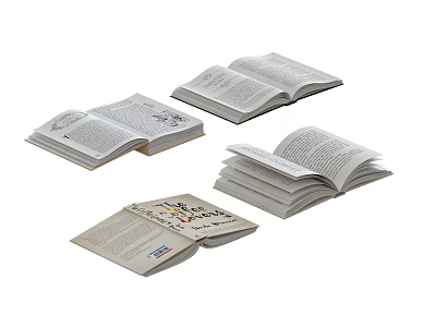 Open Books With Diverse Content Including Illustrations And Text Pages 3d model