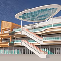 Modern Building Exterior Wall With Glass Windows Wooden Accents And Multi Level Design