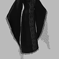 Black Gothic Lace Dress With Wide Sleeves And Elegant Collar Design