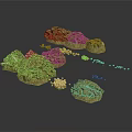 Green Vegetated Terrain Scene Components With Model Landscape Details And Pieces