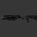 Tactical Shotgun With Metallic Finish Multiple Barrels Magazine And Grip Design