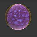 Purple Geometric Faceted Spherical Decorative Ornament Set With Shiny Blue Accents