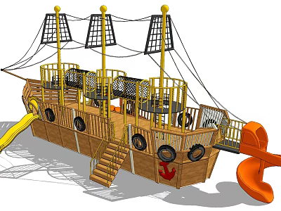 Modern Amusement Equipment Pirate Ship Slide Entertainment Equipment Facilities Equipment 3d model
