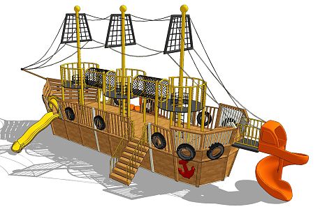 Modern Amusement Equipment Pirate Ship Slide Entertainment Equipment Facilities Equipment 3d model