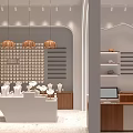Elegant Jewelry Store Interior With Glass Display Cases And Warm Pendant Lighting