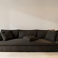 Modern Large Sectional Sofa With Dark Fabric And Multiple Decorative Pillows 3d model